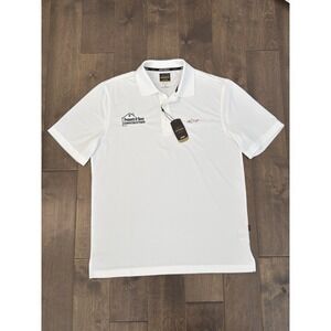 NWT Greg Norman PlayDry Mens Polo Golf White Shirt Size Medium Short Sleeve Logo